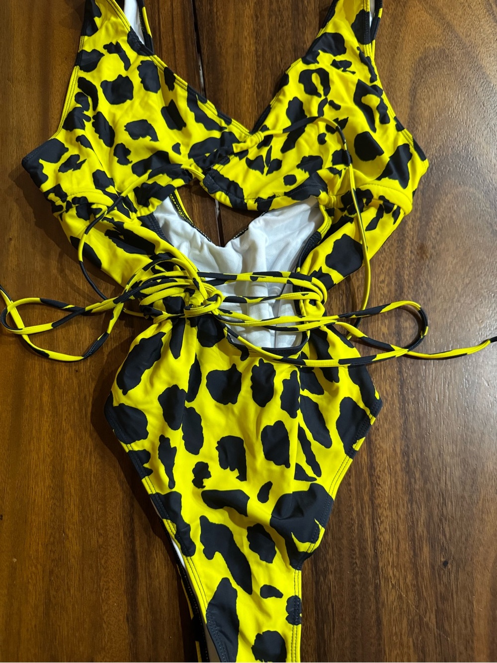 Yellow & Black Leopard Print One-Piece Swimsuit